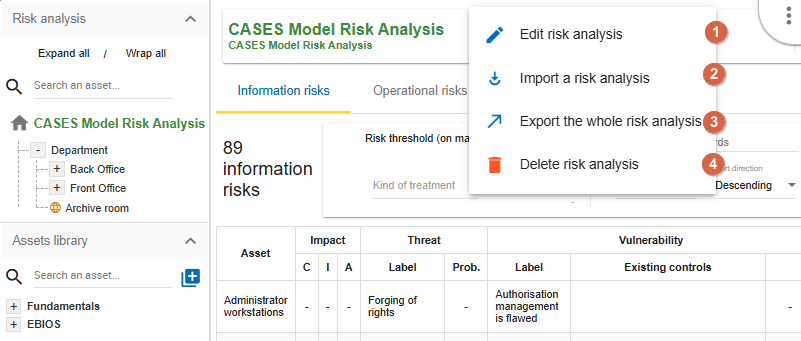 Analysis Management esit options