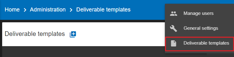 Deliverable templates menu