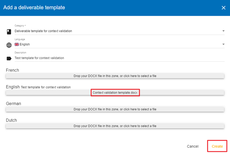 Create context validation template