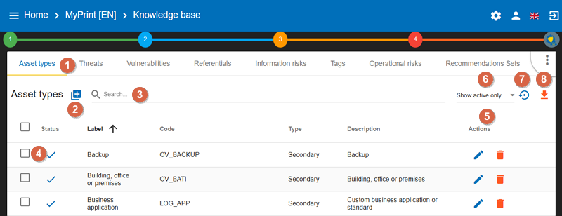 Knowledge Base screen