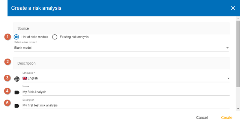 Create a risk analysis popup